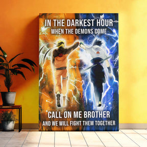 Naruto Wall Art - Naruto Poster - Naruto Canvas - In The Darkest Hour - Call On me Brother - Uzumaki Naruto - Uchiha Sasuke - NA001 - Vertical Poster - Vertical Canvas