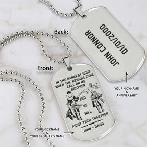 One Piece Dog Tag - Call On Me Brother - Monkey D. Luffy - Roronoa Zoro - One Piece Necklace - Engrave Dog Tag