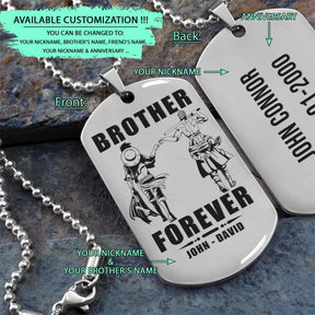 OPD018 - Brother Forever - Monkey D. Luffy - Roronoa Zoro - One Piece Dog Tag - Engrave Silver Dog Tag
