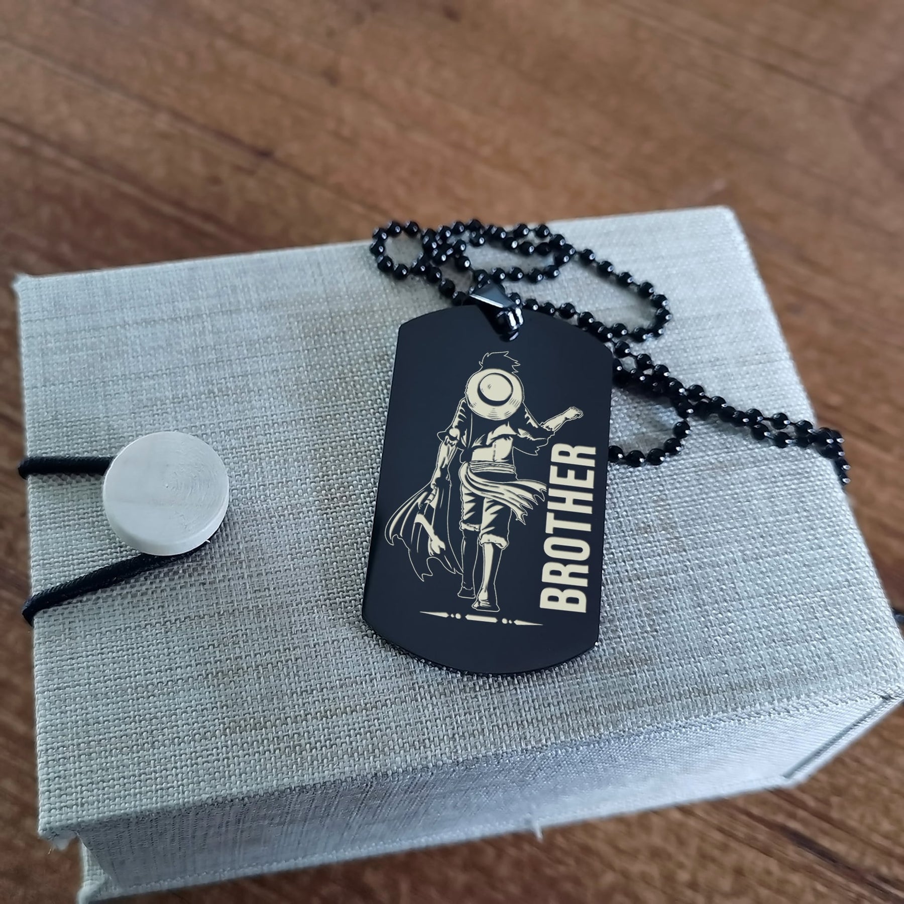 OPD021 - Brother Forever - Monkey D. Luffy - Roronoa Zoro - One Piece Dog Tag - Engrave Double Sided Black Dog Tag