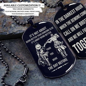 One Piece Dog Tag - Call On Me Brother - It's About Being Better Than You Were The Day Before - Monkey D. Luffy - Roronoa Zoro - One Piece Necklace - Engrave Dog Tag
