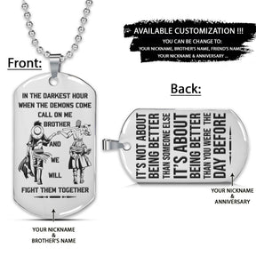 One Piece Dog Tag - Call On Me Brother - It's About Being Better Than You Were The Day Before - Monkey D. Luffy - Roronoa Zoro - One Piece Necklace - Engrave Dog Tag
