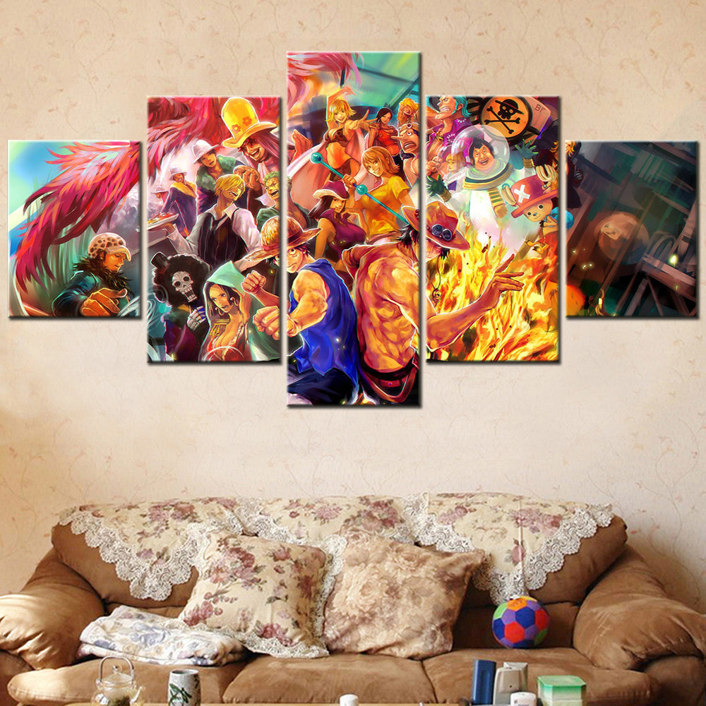 One Piece - 5 Pieces Wall Art - Monkey D. Luffy - Portgas D. Ace - Printed Wall Pictures Home Decor - One Piece Poster - One Piece Canvas
