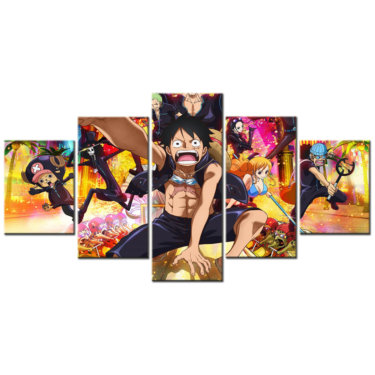 One Piece - 5 Pieces Wall Art - Monkey D. Luffy 12 - Printed Wall Pictures Home Decor - One Piece Poster - One Piece Canvas