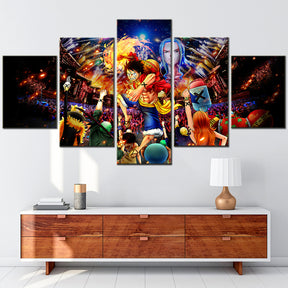 One Piece - 5 Pieces Wall Art - Monkey D. Luffy 8 - Printed Wall Pictures Home Decor - One Piece Poster - One Piece Canvas