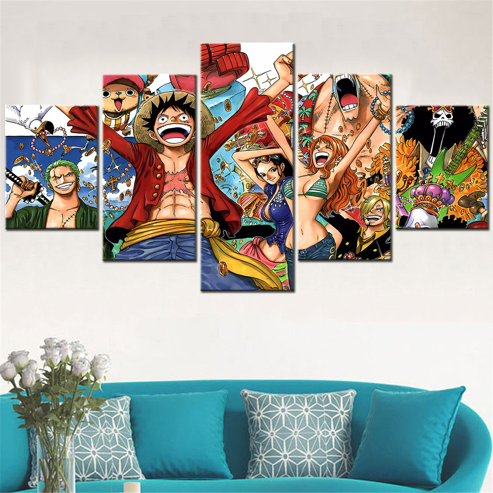 One Piece - 5 Pieces Wall Art - Monkey D. Luffy - Roronoa Zoro - Nami - Nico Robin - Printed Wall Pictures Home Decor - One Piece Poster - One Piece Canvas