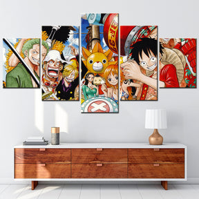 One Piece - 5 Pieces Wall Art - Monkey D. Luffy - Roronoa Zoro - Nami - Nico Robin - Sanji - Usopp - On the boat - Printed Wall Pictures Home Decor - One Piece Poster - One Piece Canvas