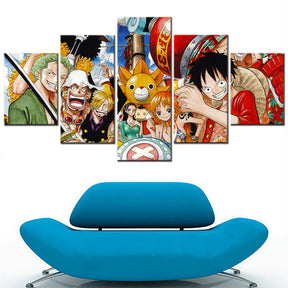 One Piece - 5 Pieces Wall Art - Monkey D. Luffy - Roronoa Zoro - Nami - Nico Robin - Sanji - Usopp - On the boat - Printed Wall Pictures Home Decor - One Piece Poster - One Piece Canvas