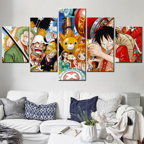 One Piece - 5 Pieces Wall Art - Monkey D. Luffy - Roronoa Zoro - Nami - Nico Robin - Sanji - Usopp - On the boat - Printed Wall Pictures Home Decor - One Piece Poster - One Piece Canvas