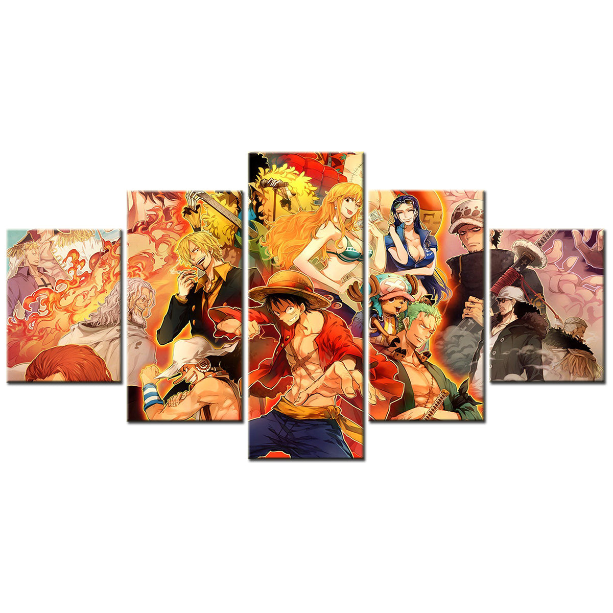 One Piece - 5 Pieces Wall Art - Monkey D. Luffy - Roronoa Zoro - Nami - Nico Robin - Sanji - Usopp - Printed Wall Pictures Home Decor - One Piece Poster - One Piece Canvas