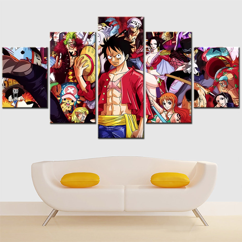 One Piece - 5 Pieces Wall Art - Monkey D. Luffy - Roronoa Zoro - Nami - Nico Robin - Sanji - Usopp 2 - Printed Wall Pictures Home Decor - One Piece Poster - One Piece Canvas