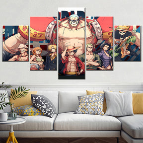 One Piece - 5 Pieces Wall Art - Monkey D. Luffy - Roronoa Zoro - Sanji - Brook - Nami - Nico Robin - Printed Wall Pictures Home Decor - One Piece Poster - One Piece Canvas