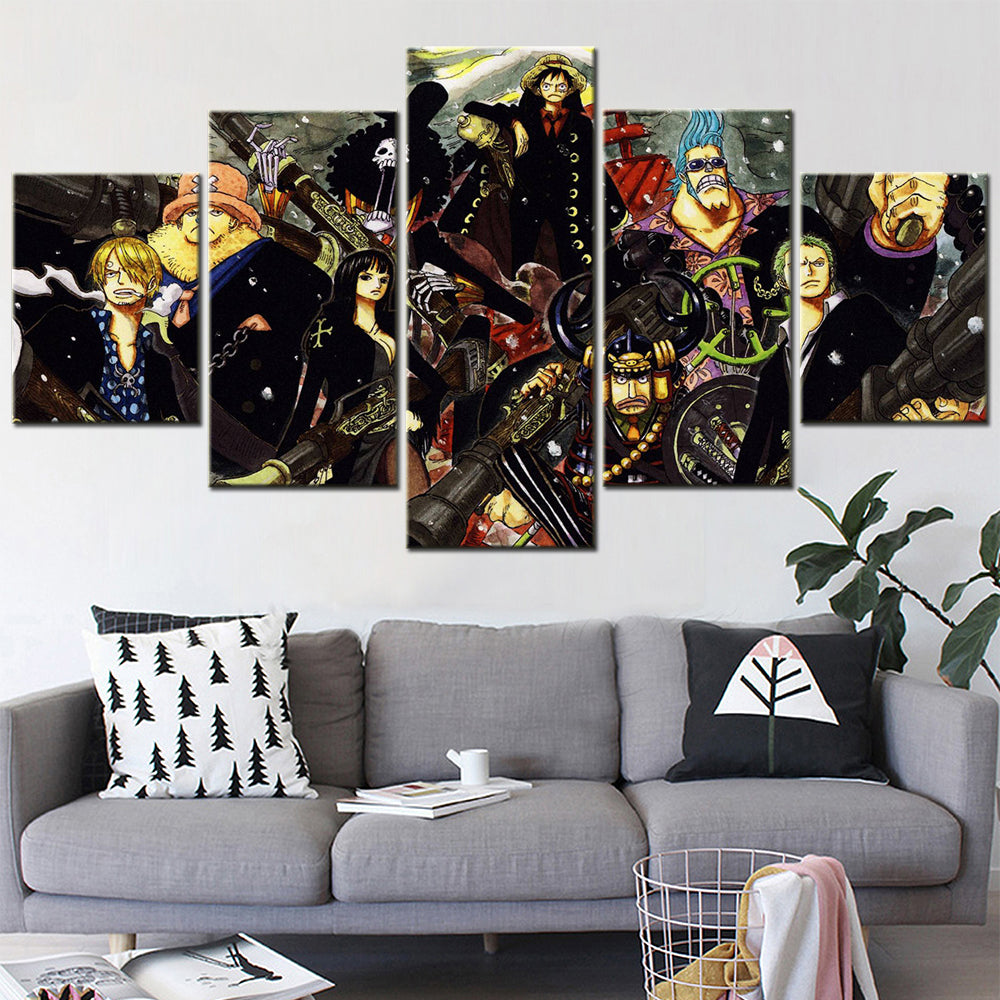 One Piece - 5 Pieces Wall Art - Monkey D. Luffy - Roronoa Zoro - Sanji - Brook - Nico Robin - Printed Wall Pictures Home Decor - One Piece Poster - One Piece Canvas