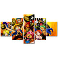 One Piece - 5 Pieces Wall Art - Monkey D. Luffy - Roronoa Zoro - Sanji - Brook - Usopp - Nami - Printed Wall Pictures Home Decor - One Piece Poster - One Piece Canvas