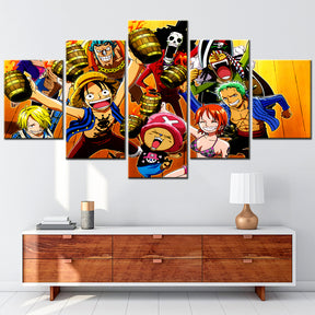 One Piece - 5 Pieces Wall Art - Monkey D. Luffy - Roronoa Zoro - Sanji - Brook - Usopp - Nami - Printed Wall Pictures Home Decor - One Piece Poster - One Piece Canvas