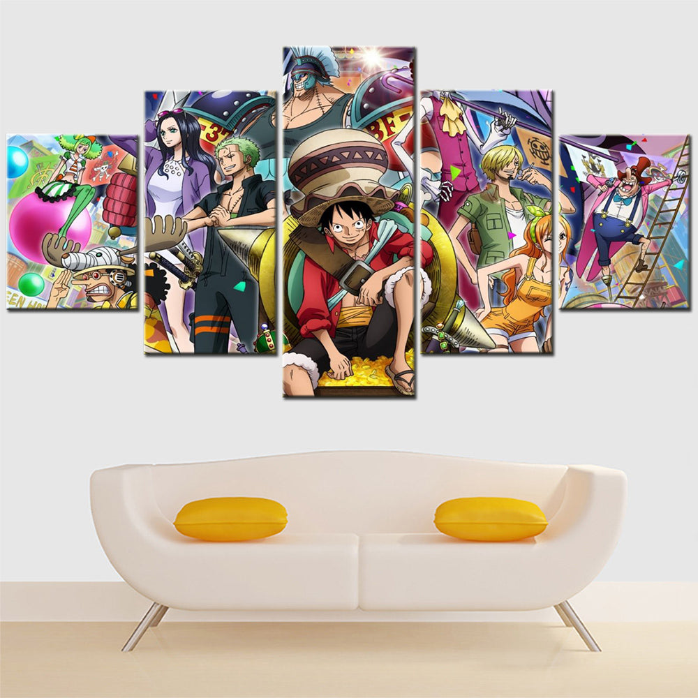 One Piece - 5 Pieces Wall Art - Monkey D. Luffy - Roronoa Zoro - Sanji - Nami - Nico Robin 2 - Printed Wall Pictures Home Decor - One Piece Poster - One Piece Canvas