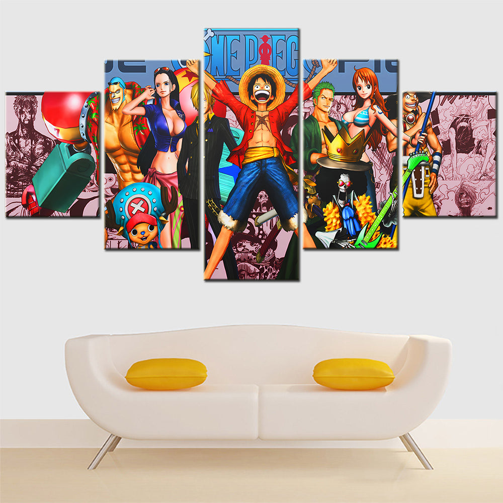 One Piece - 5 Pieces Wall Art - Monkey D. Luffy - Roronoa Zoro - Sanji - Usopp - Nami - Nico Robin 5 - Printed Wall Pictures Home Decor - One Piece Poster - One Piece Canvas