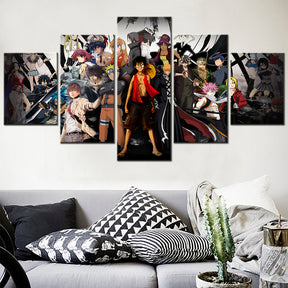 One Piece - 5 Pieces Wall Art - Monkey D. Luffy - Roronoa Zoro - Uzumaki Naruto - Uchiha Sasuke - Printed Wall Pictures Home Decor - One Piece Poster - One Piece Canvas