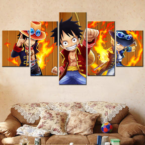 One Piece - 5 Pieces Wall Art - Monkey D. Luffy - Sabo - Eustass Kid - Printed Wall Pictures Home Decor - One Piece Poster - One Piece Canvas