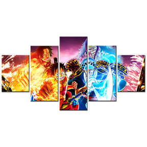 One Piece - 5 Pieces Wall Art - Monkey D. Luffy - Trafalgar D. Water Law - Portgas D. Ace - Bartolomeo - Printed Wall Pictures Home Decor - One Piece Poster - One Piece Canvas