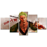 One Piece - 5 Pieces Wall Art - Roronoa Zoro - Printed Wall Pictures Home Decor - One Piece Poster - One Piece Canvas