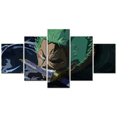 One Piece - 5 Pieces Wall Art - Roronoa Zoro 9 - Printed Wall Pictures Home Decor - One Piece Poster - One Piece Canvas