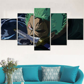 One Piece - 5 Pieces Wall Art - Roronoa Zoro 9 - Printed Wall Pictures Home Decor - One Piece Poster - One Piece Canvas