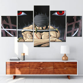 One Piece - 5 Pieces Wall Art - Roronoa Zoro 4 - Printed Wall Pictures Home Decor - One Piece Poster - One Piece Canvas