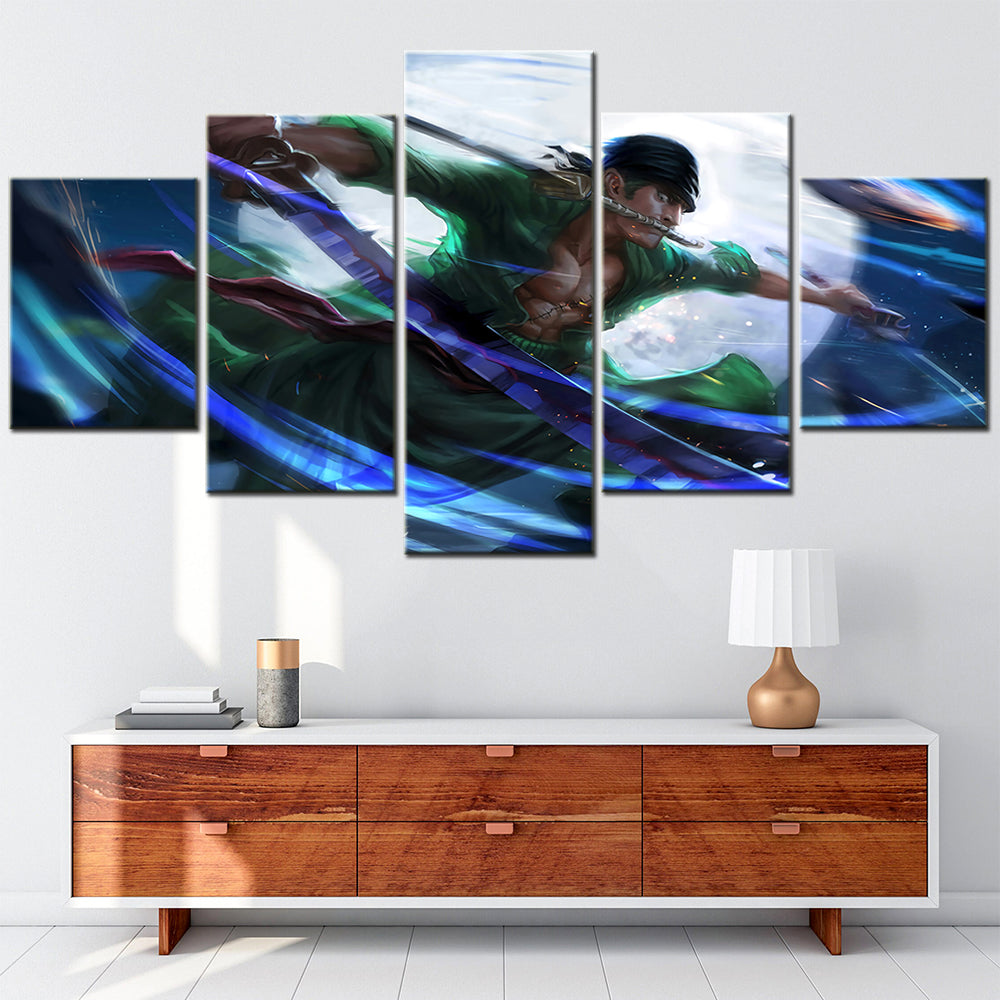 One Piece - 5 Pieces Wall Art - Roronoa Zoro 3 - Printed Wall Pictures Home Decor - One Piece Poster - One Piece Canvas