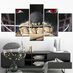 One Piece - 5 Pieces Wall Art - Roronoa Zoro 4 - Printed Wall Pictures Home Decor - One Piece Poster - One Piece Canvas