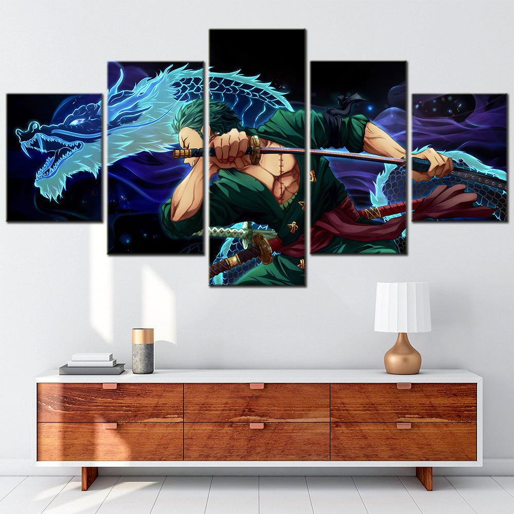 One Piece - 5 Pieces Wall Art - Roronoa Zoro - One Piece Poster - One Piece Wall Art