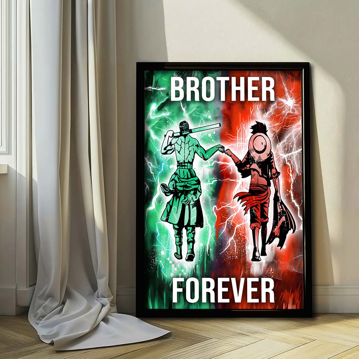 One Piece Wall Art - One Piece Poster - One Piece Canvas - Brother Forever - Monkey D. Luffy - Roronoa Zoro - OP002 - Vertical Poster - Vertical Canvas