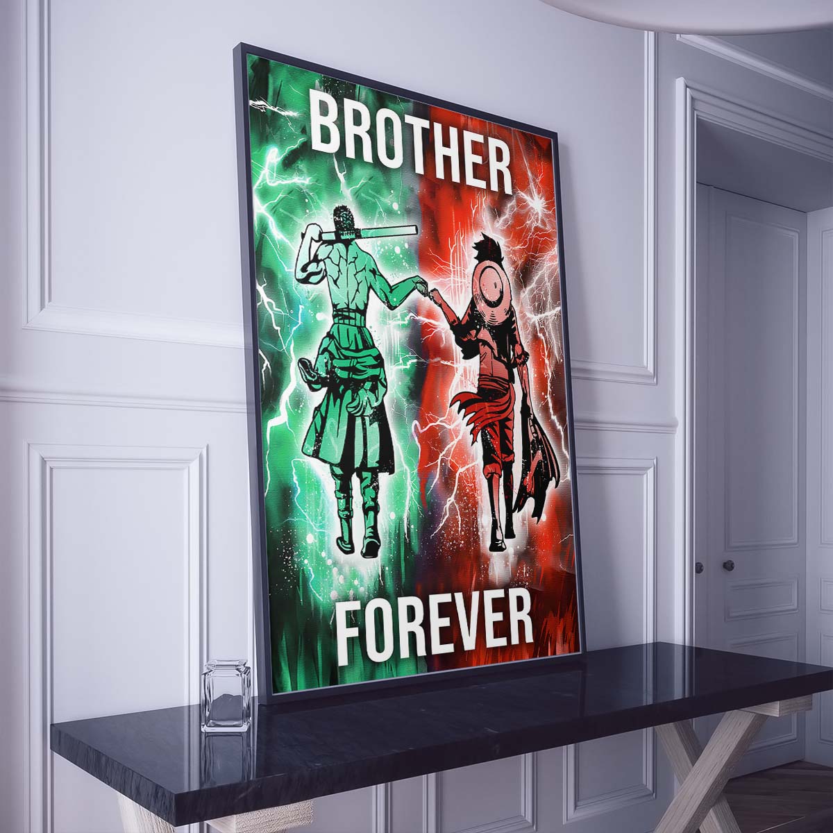 One Piece Wall Art - One Piece Poster - One Piece Canvas - Brother Forever - Monkey D. Luffy - Roronoa Zoro - OP002 - Vertical Poster - Vertical Canvas