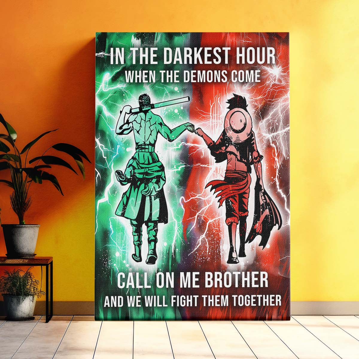 One Piece Wall Art - One Piece Poster - One Piece Canvas - In The Darkest Hour - Call On me Brother - Monkey D. Luffy - Roronoa Zoro - OP001 - Vertical Poster - Vertical Canvas