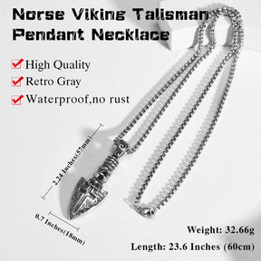 Viking - Retro Arrow Head Pendant Necklaces for Men, Punk Rock Nordic Viking Cross Spear Head Pendant
