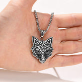 Viking - Rock Punk Wolf Head Necklaces for Men, Solid Stainless Steel Material Viking Animal Style Pendant