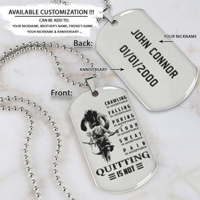 Samurai Dog Tag - Quitting Is Not - Bushido - Katana - Ronin - Miyamoto Musashi - Samurai Necklace - Engrave Dog Tag