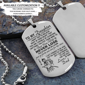 Samurai Dog Tag - Dad To Daughter - Never Lose - Bushido - Katana - Ronin - Miyamoto Musashi - Samurai Necklace - Engrave Dog Tag