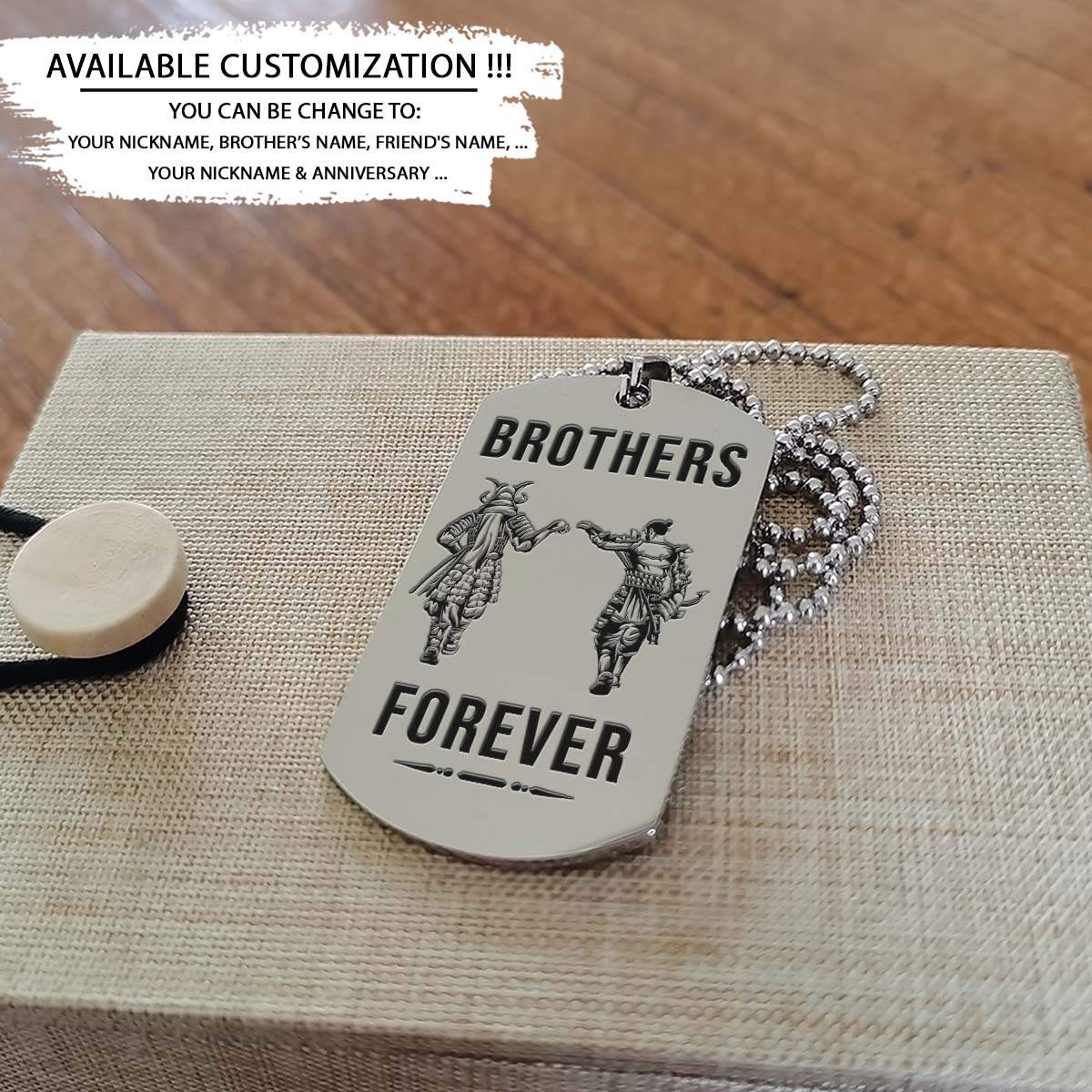 Samurai Dog Tag - Brothers Forever - Bushido - Katana - Ronin - Miyamoto Musashi - Samurai Necklace - Engrave Dog Tag