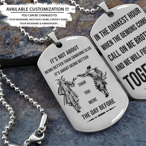 Samurai Dog Tag - Call On Me Brother - It's About Being Better Than You Were The Day Before - Bushido - Katana - Ronin - Miyamoto Musashi - Samurai Necklace - Engrave Dog Tag