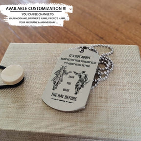 Samurai Dog Tag - Call On Me Brother - It's About Being Better Than You Were The Day Before - Bushido - Katana - Ronin - Miyamoto Musashi - Samurai Necklace - Engrave Dog Tag
