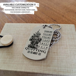 Soldier Dog Tag - Quitting Is Not - Army - Navy - Marines - Air Force - Soldier Necklace - Engrave Dog Tag