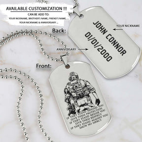 Soldier Dog Tag - IF - Show No Mercy - Army - Navy - Marines - Air Force - Soldier Necklace - Engrave Dog Tag