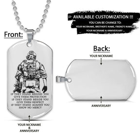 Soldier Dog Tag - IF - Show No Mercy - Army - Navy - Marines - Air Force - Soldier Necklace - Engrave Dog Tag