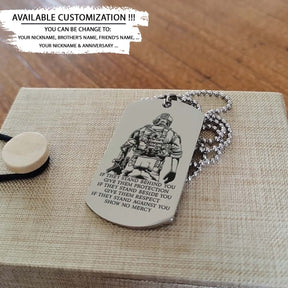 Soldier Dog Tag - IF - Show No Mercy - Army - Navy - Marines - Air Force - Soldier Necklace - Engrave Dog Tag