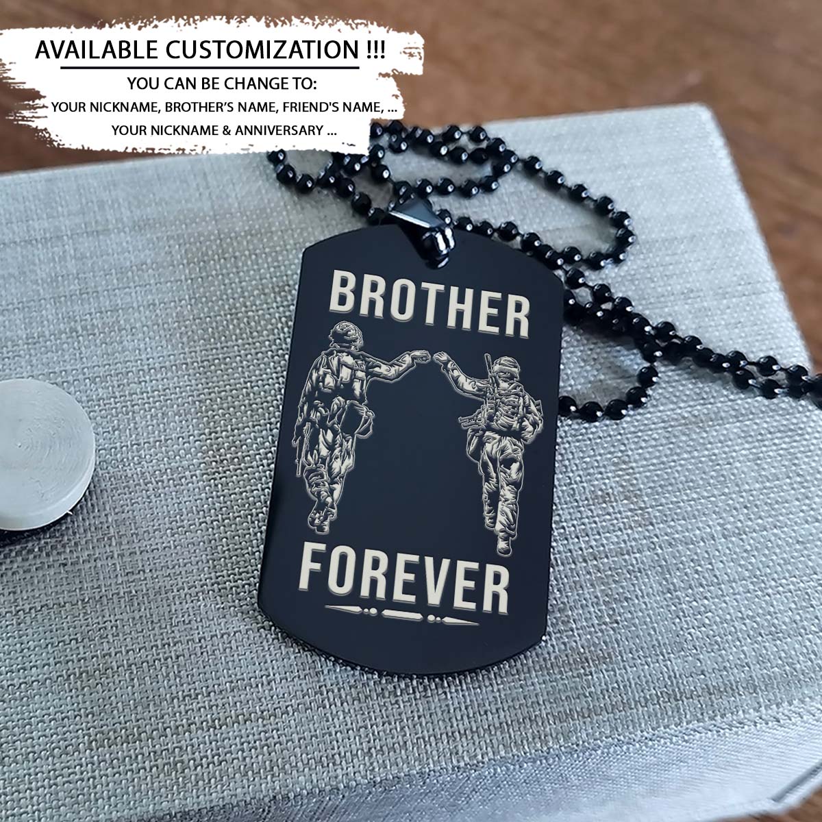 Soldier Dog Tag - Brother Forever - It's About Being Better Than You Were The Day Before - Army - Navy - Marines - Air Force - Soldier Necklace - Engrave Dog Tag