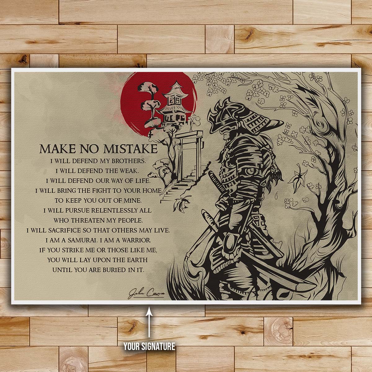 Samurai Wall Art - Samurai Poster - Samurai Canvas - Make No Mistake - SA062 - Horizontal Poster - Horizontal Canvas