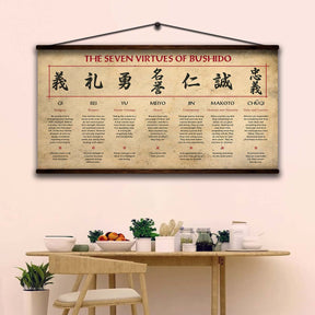 Samurai Wall Art - Samurai Poster - Samurai Canvas - The Seven Virtues Of Bushido - SA097 - Horizontal Poster - Horizontal Canvas