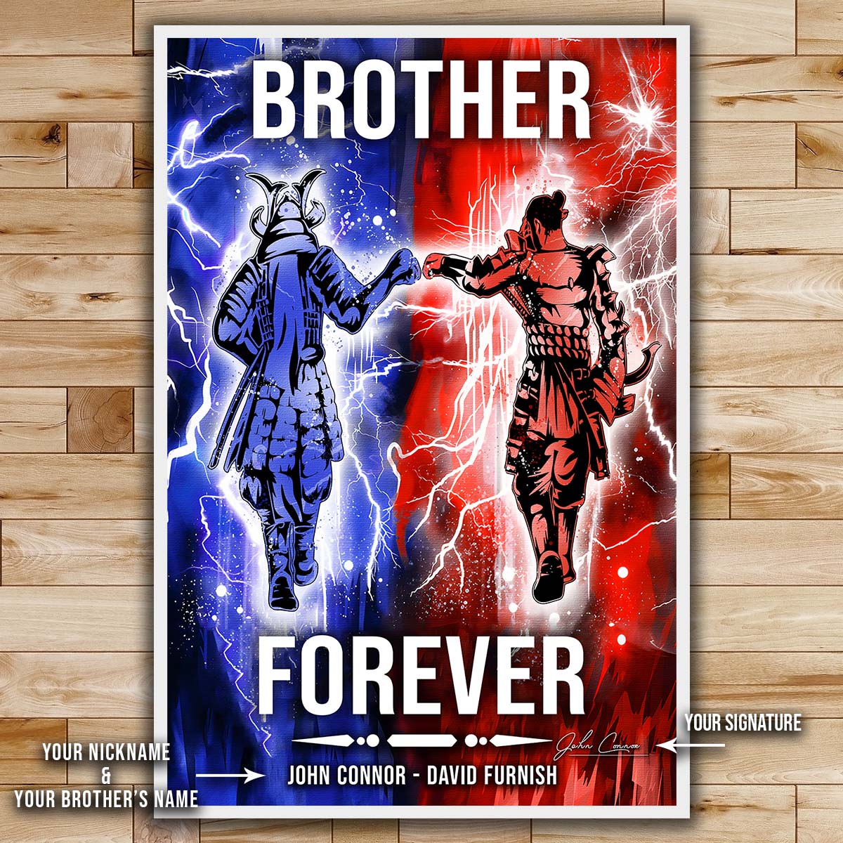 Samurai Wall Art - Samurai Poster - Samurai Canvas - Brother Forever - Bushido - Katana - Ronin - Miyamoto Musashi - SA100 - Vertical Poster - Vertical Canvas