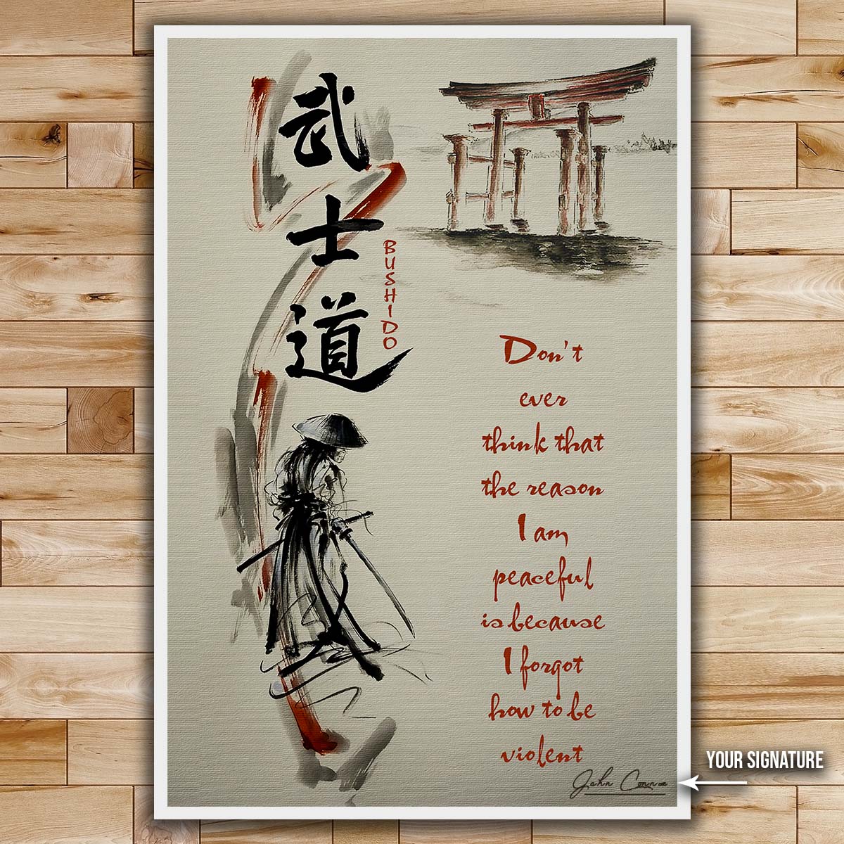 Samurai Wall Art - Samurai Poster - Samurai Canvas - Don't Ever Think - SA071 - Vertical Poster - Vertical Canvas